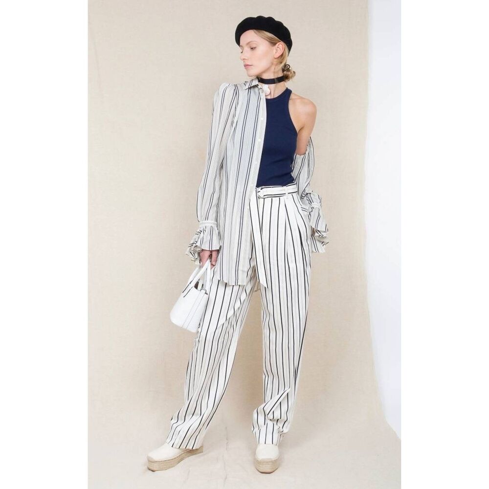 NEW Polo Ralph Lauren white collared striped button up blouse size 0 women's nau